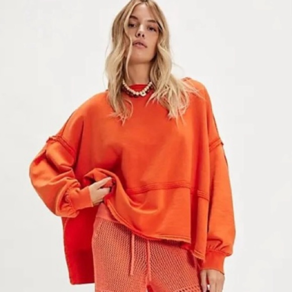 Free People Sofia Sweatshirt; Cherry Tomato; Size Small